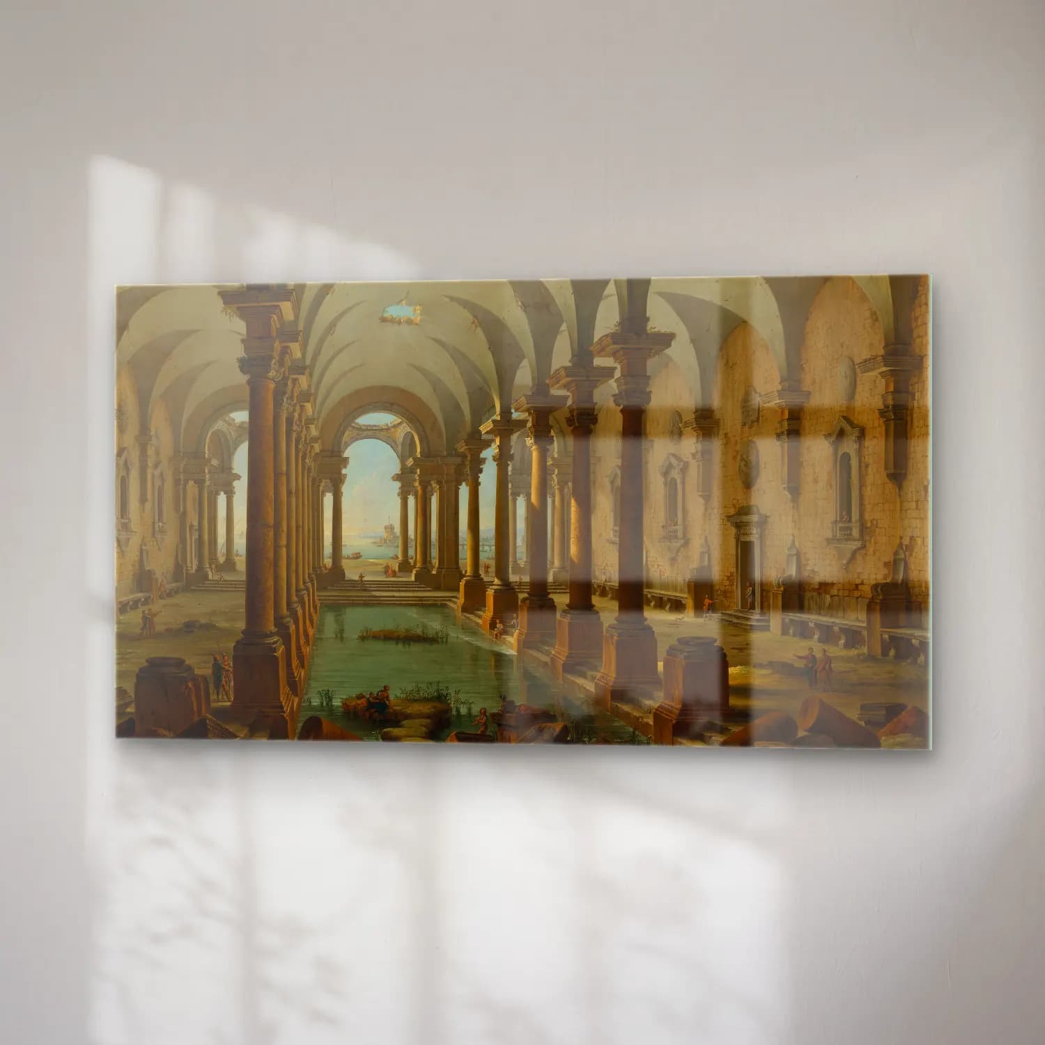 Antonio Joli – A capriccio of partially ruined baths with people swimming cam tablo — sağ açıdan görünüm