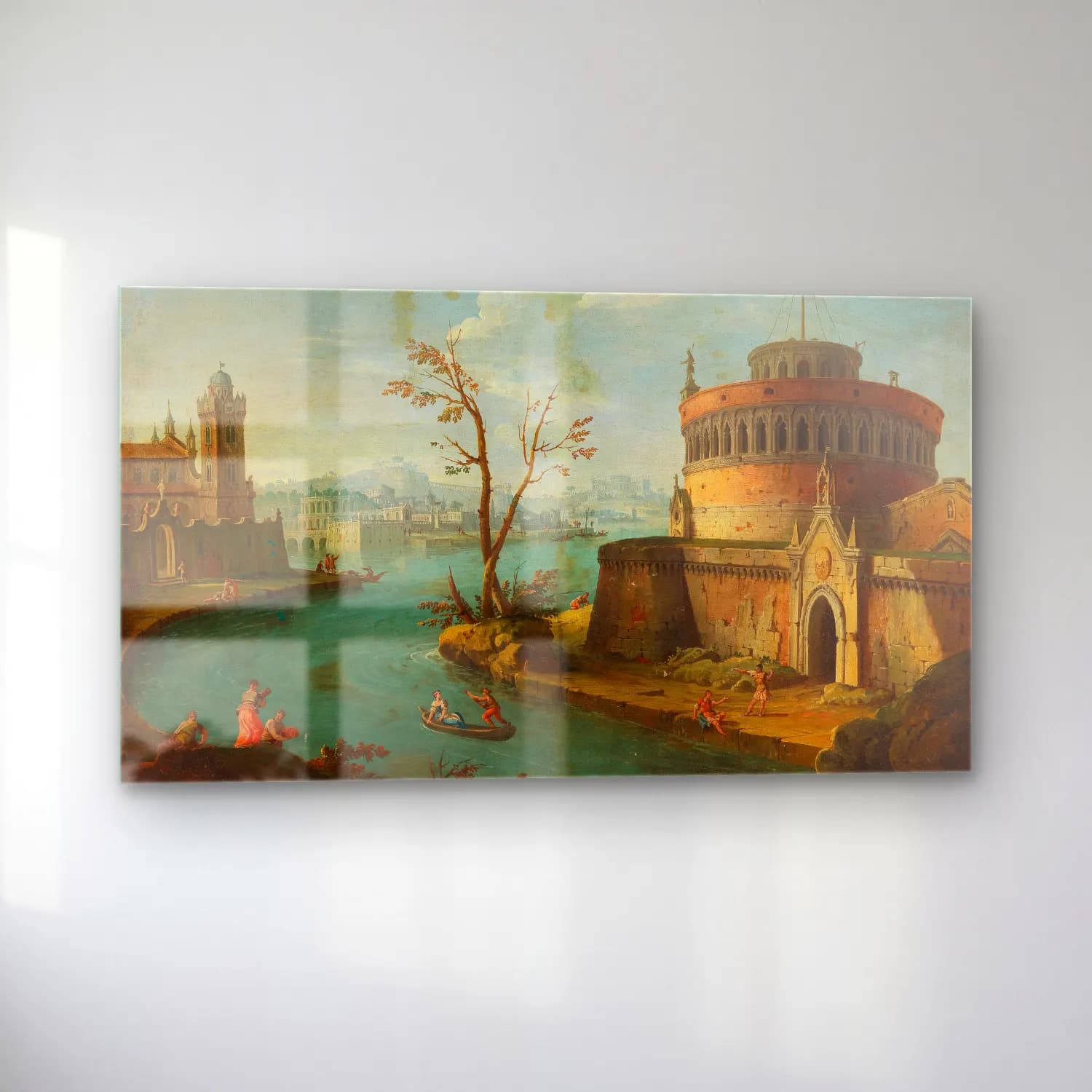Antonio Joli – An Italianate capriccio river landscape cam tablo — sol açıdan görünüm