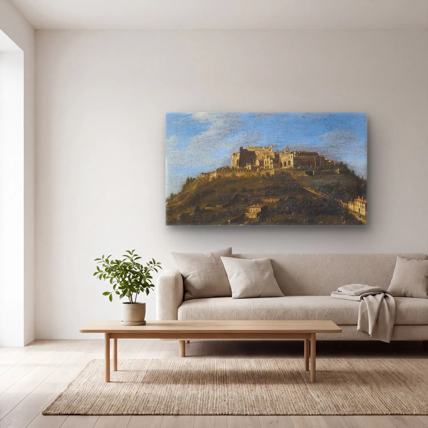 Antonio Joli – Monastery Di San Martino, Naples cam tablo — açık renk salonda