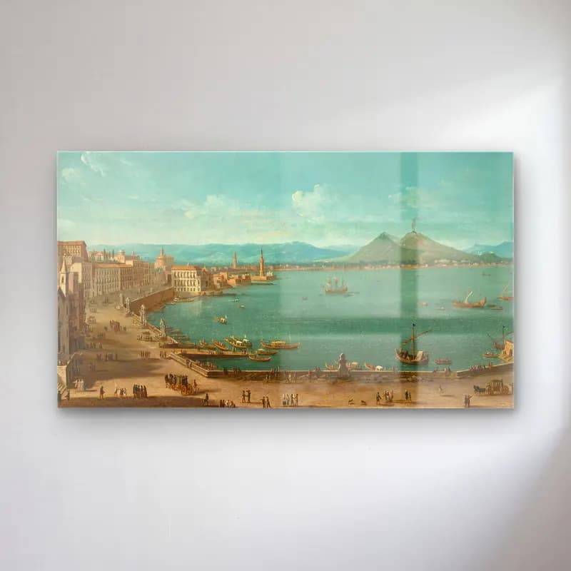 Antonio Joli – Naples with the Bay of Santa Lucia and Vesuvius beyond cam tablo — Antonio Joli – Naples with the Bay of Santa Lucia and Vesuvius beyond — yağlı boya i̇talyan sahili