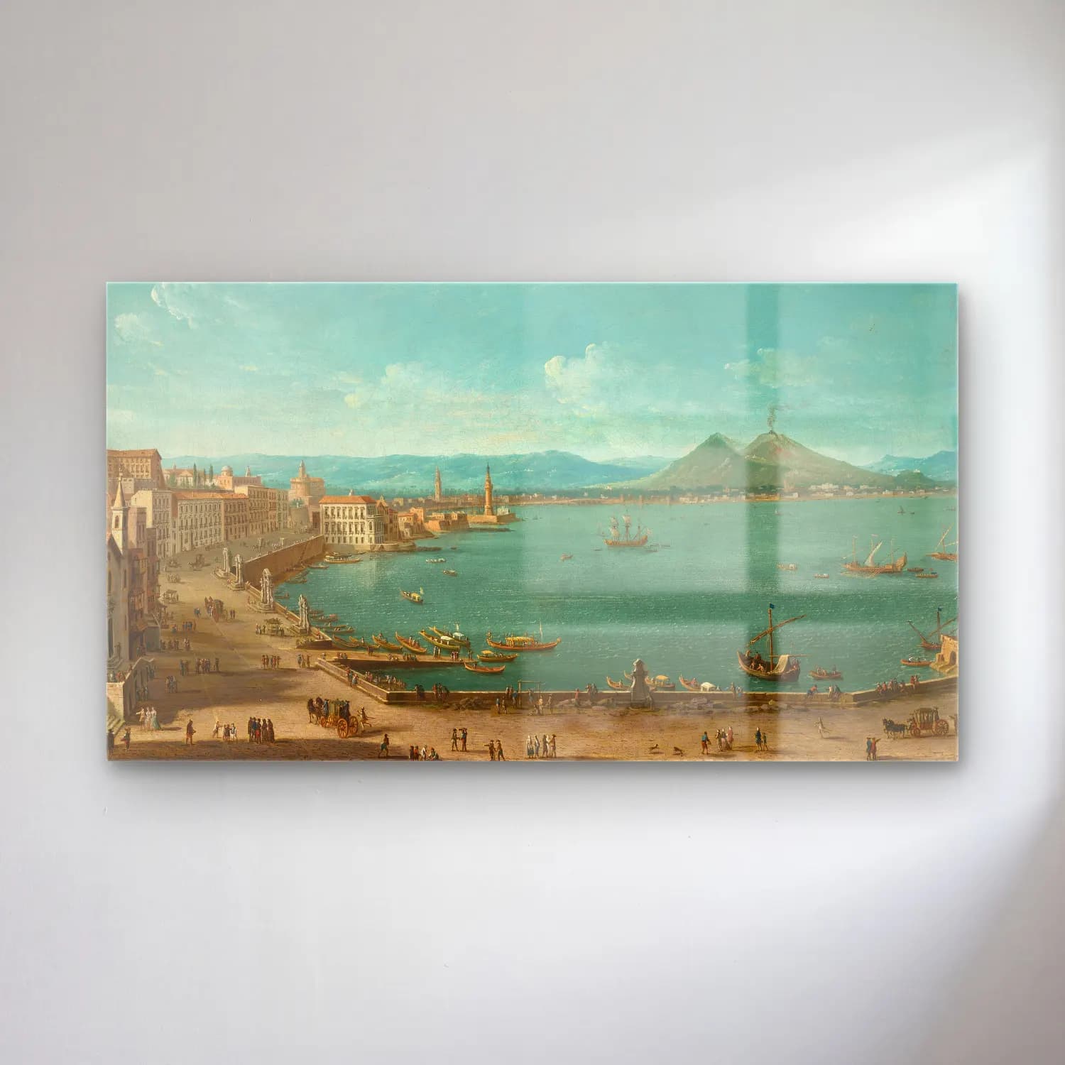 Antonio Joli – Naples with the Bay of Santa Lucia and Vesuvius beyond cam tablo — Antonio Joli – Naples with the Bay of Santa Lucia and Vesuvius beyond — yağlı boya i̇talyan sahili