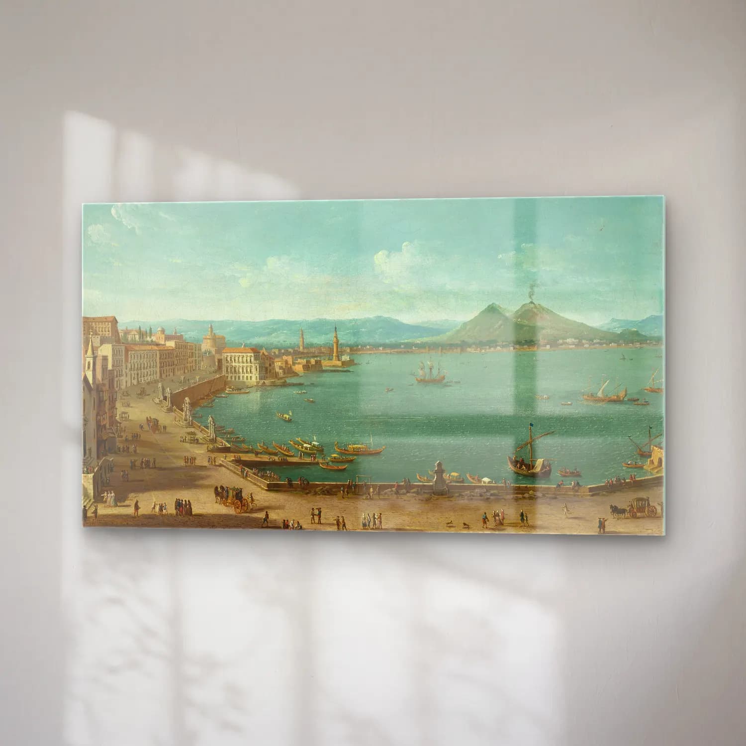 Antonio Joli – Naples with the Bay of Santa Lucia and Vesuvius beyond cam tablo — sağ açıdan görünüm