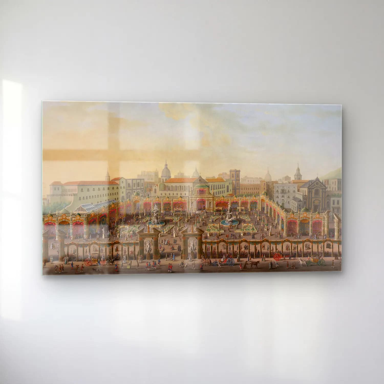 Antonio Joli – Naples, Piazza Trieste e Trento with a fair viewed from a… cam tablo — sol açıdan görünüm