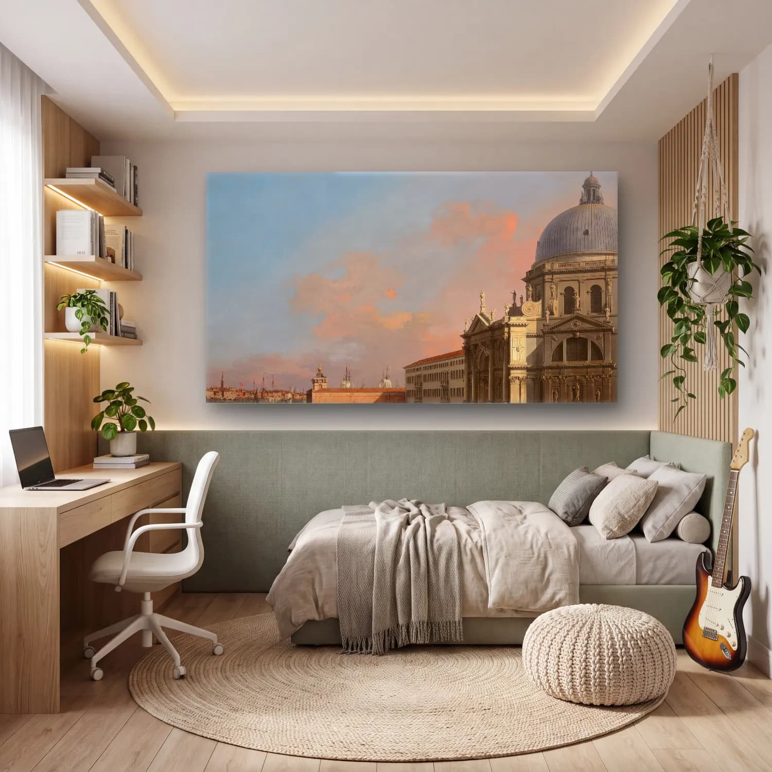 Yağlı Boya Roma – Pembe Tonlar cam tablo — genç odasında