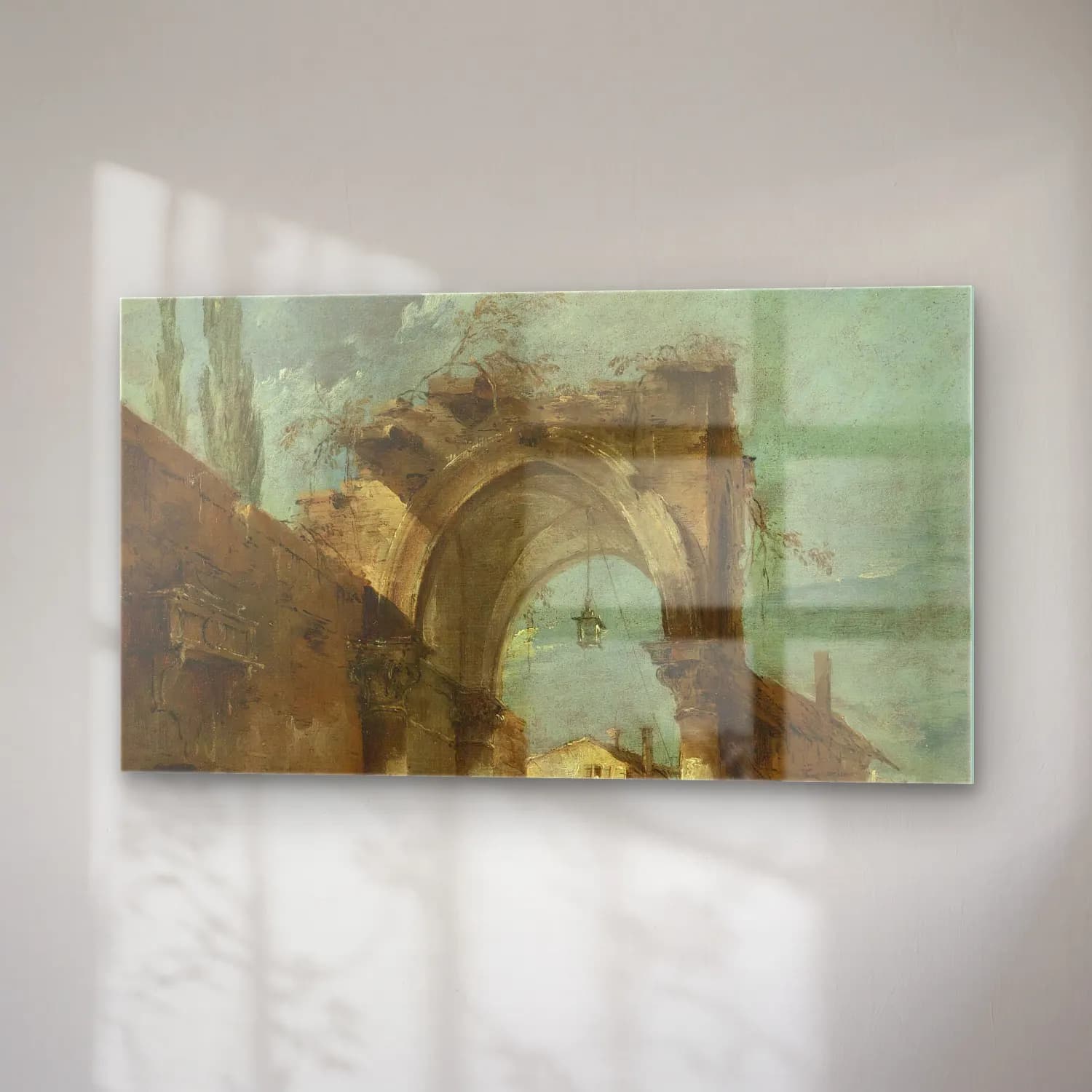 Francesco Guardi – A Capriccio Of Buildings With Figures By A Ruined Arch cam tablo — sağ açıdan görünüm