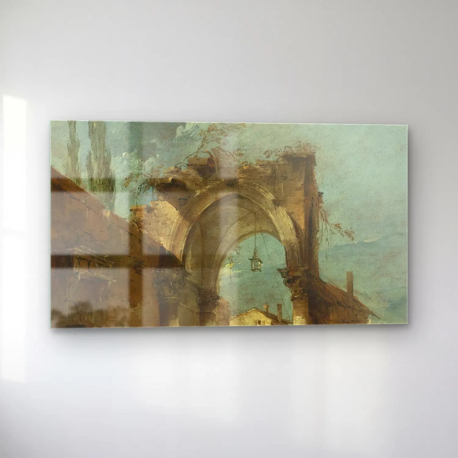 Francesco Guardi – A Capriccio Of Buildings With Figures By A Ruined Arch cam tablo — sol açıdan görünüm