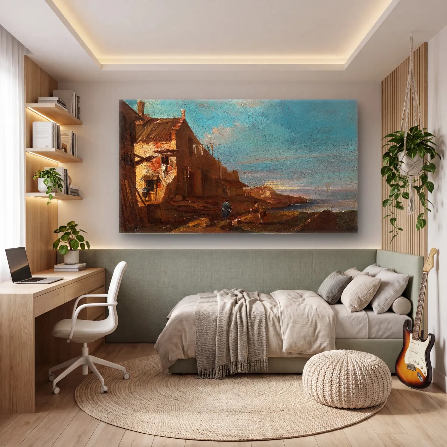Francesco Guardi – A Coastal Architectural Capriccio cam tablo — genç odasında