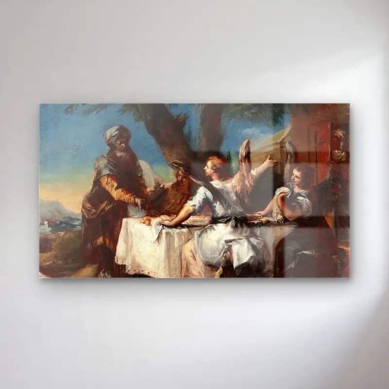 Francesco Guardi – Abraham Welcoming the Three Angels cam tablo — Francesco Guardi – Abraham Welcoming the Three Angels — yağlı boya dini sahne
