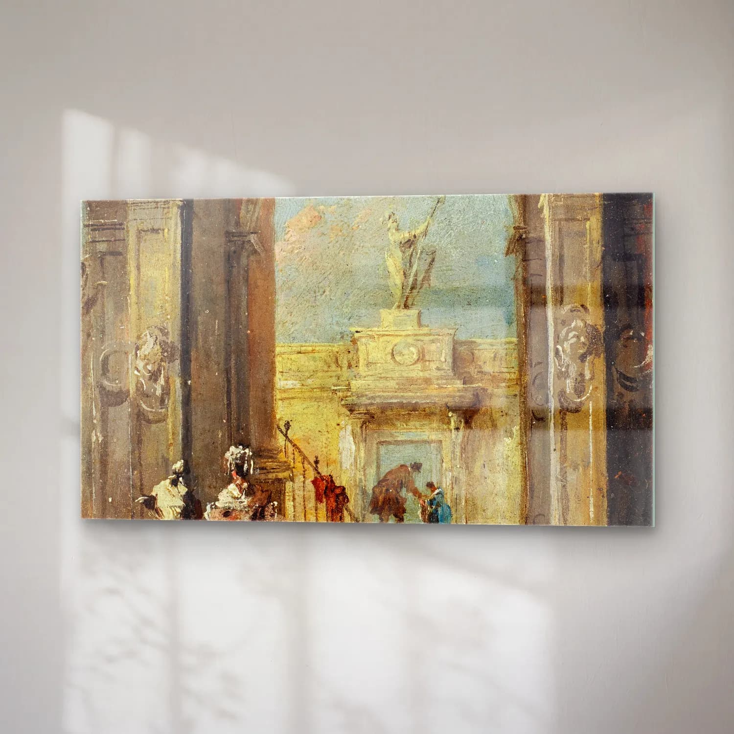 Francesco Guardi – An architectural capriccio with elegantly dressed figures cam tablo — sağ açıdan görünüm