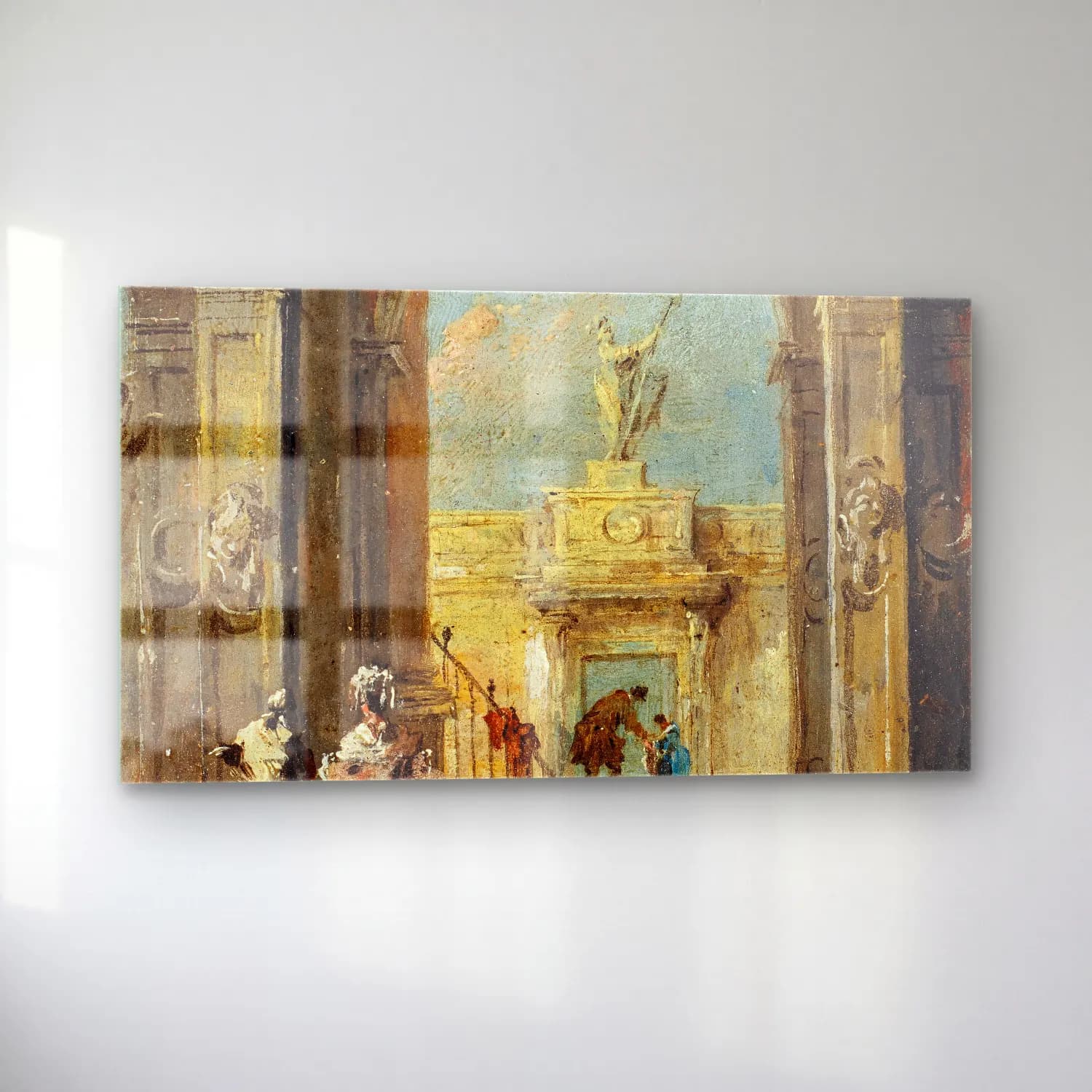 Francesco Guardi – An architectural capriccio with elegantly dressed figures cam tablo — sol açıdan görünüm