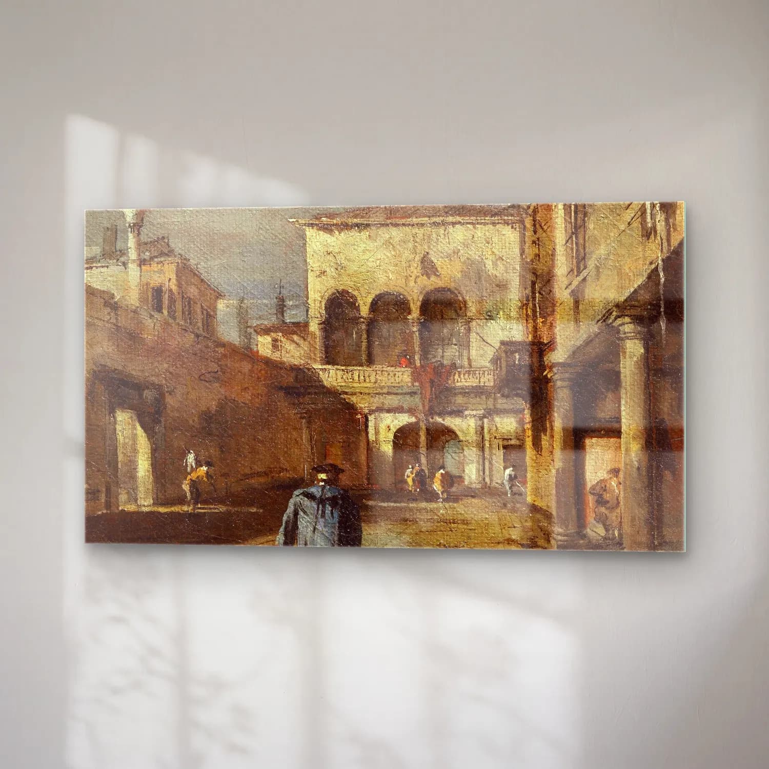 Francesco Guardi – Architectural fantasy with a courtyard cam tablo — sağ açıdan görünüm