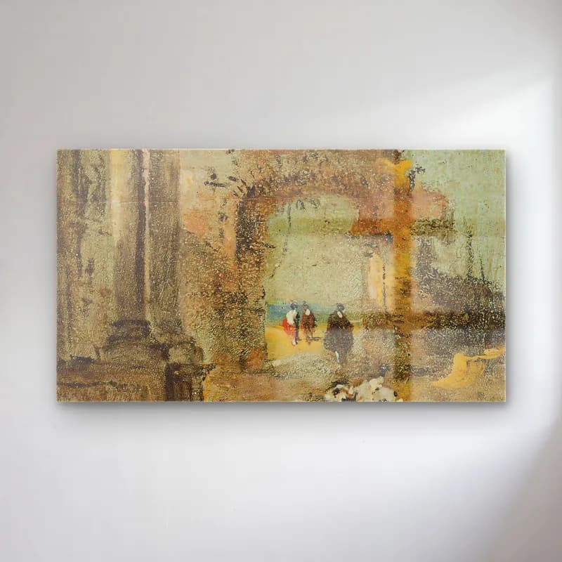 Francesco Guardi – Capriccio Of Architectural Ruins And Figures cam tablo — Francesco Guardi – Capriccio Of Architectural Ruins And Figures — empresyonist dini sahne
