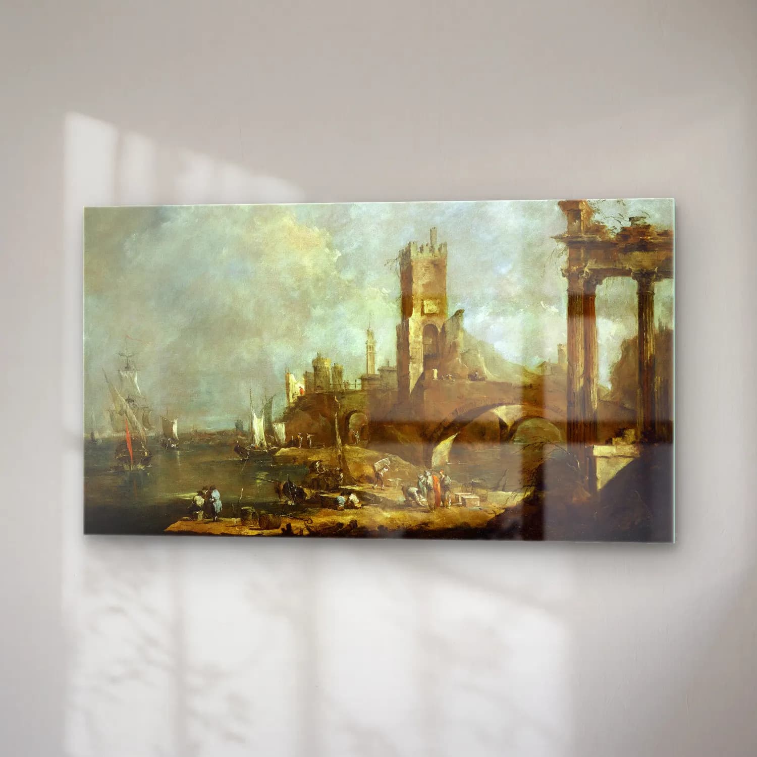 Francesco Guardi – Capriccio of a Harbor cam tablo — sağ açıdan görünüm