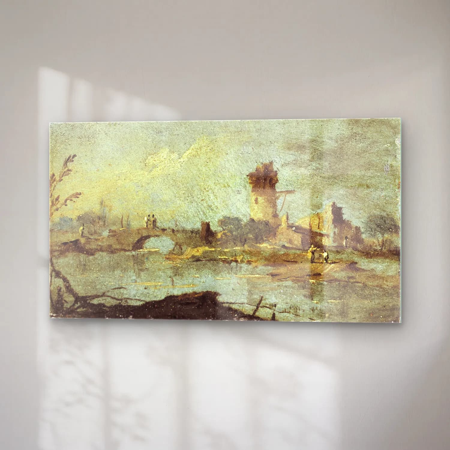 Francesco Guardi – Caprice rustique, avec pont et tour en ruine (18th century) cam tablo — sağ açıdan görünüm