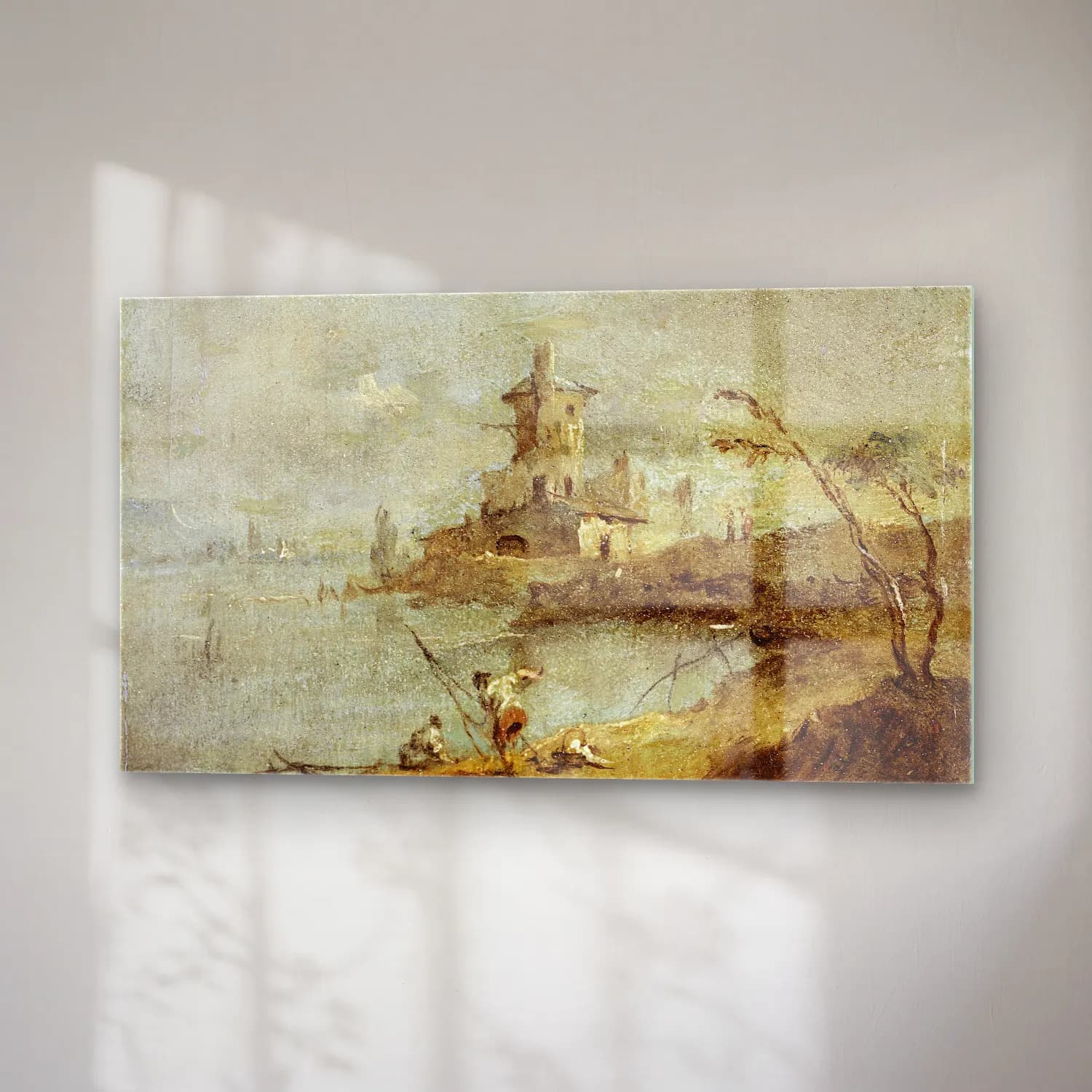 Francesco Guardi – Caprice rustique, avec tour au bord de l’eau (18th century) cam tablo — sağ açıdan görünüm
