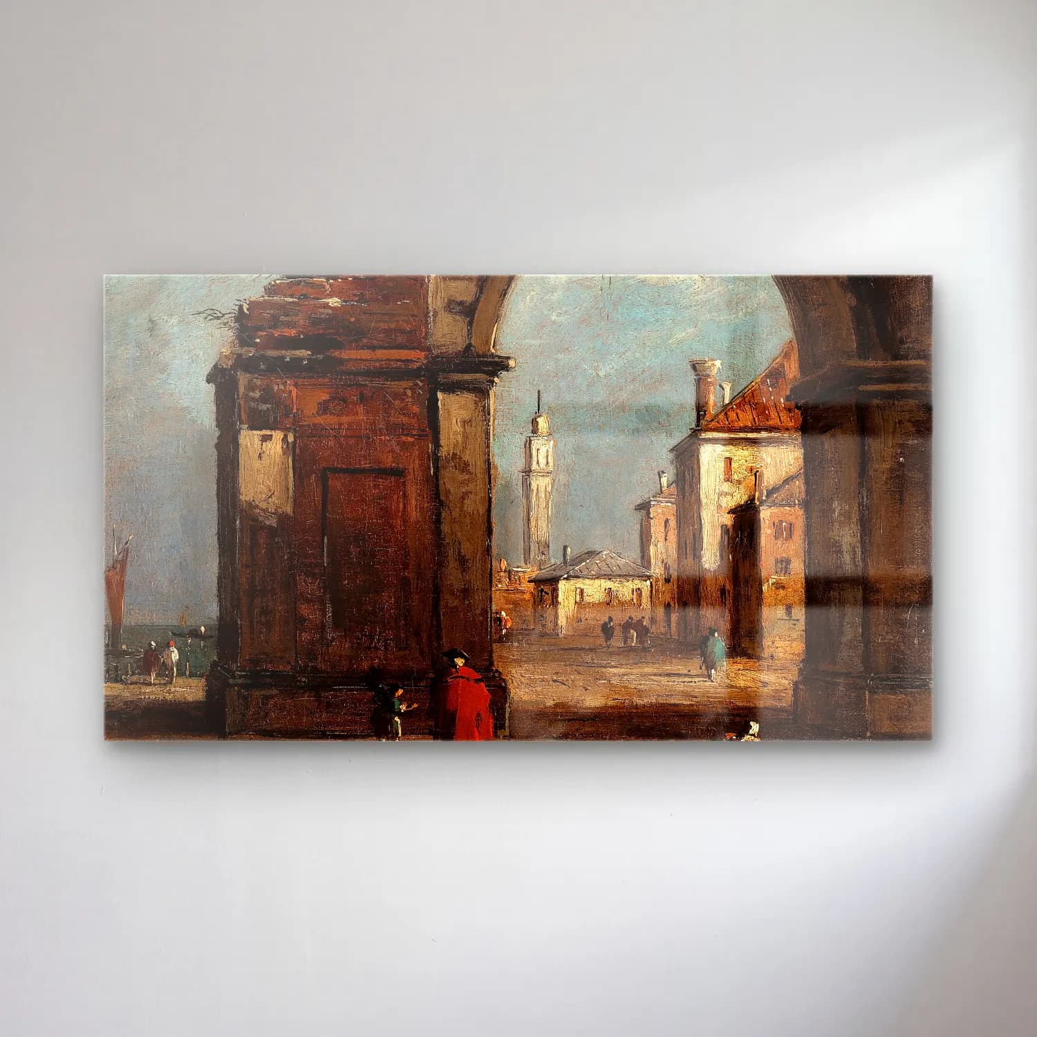Francesco Guardi – Caprice, avec arc triomphal en ruine (18th century) cam tablo — Francesco Guardi – Caprice, avec arc triomphal en ruine (18th century) — yağlı boya katedral