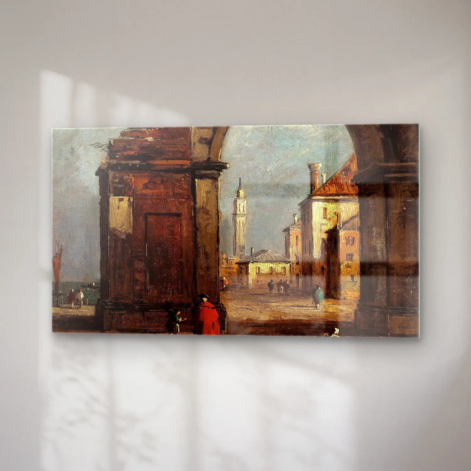 Francesco Guardi – Caprice, avec arc triomphal en ruine (18th century) cam tablo — sağ açıdan görünüm