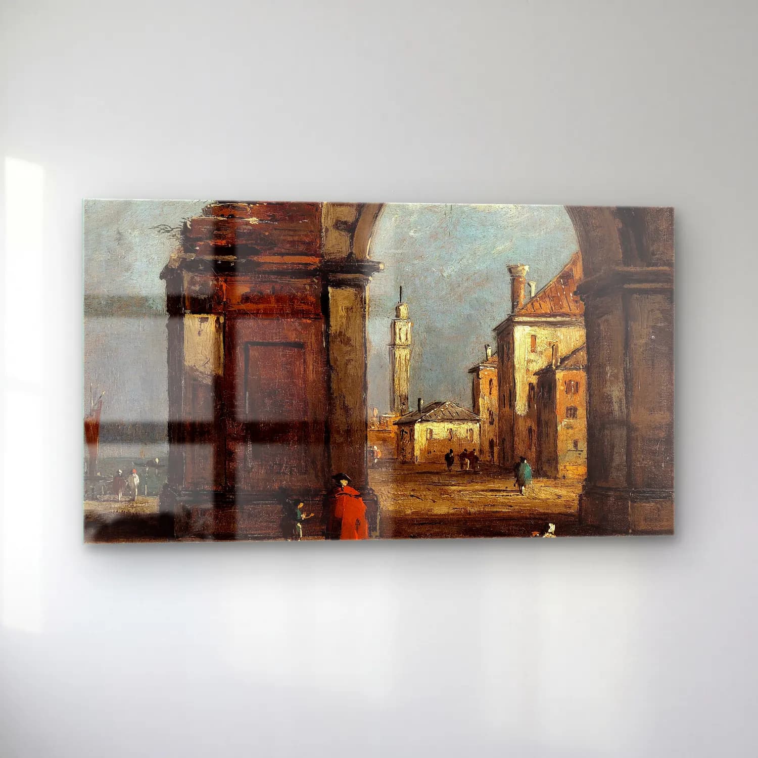 Francesco Guardi – Caprice, avec arc triomphal en ruine (18th century) cam tablo — sol açıdan görünüm