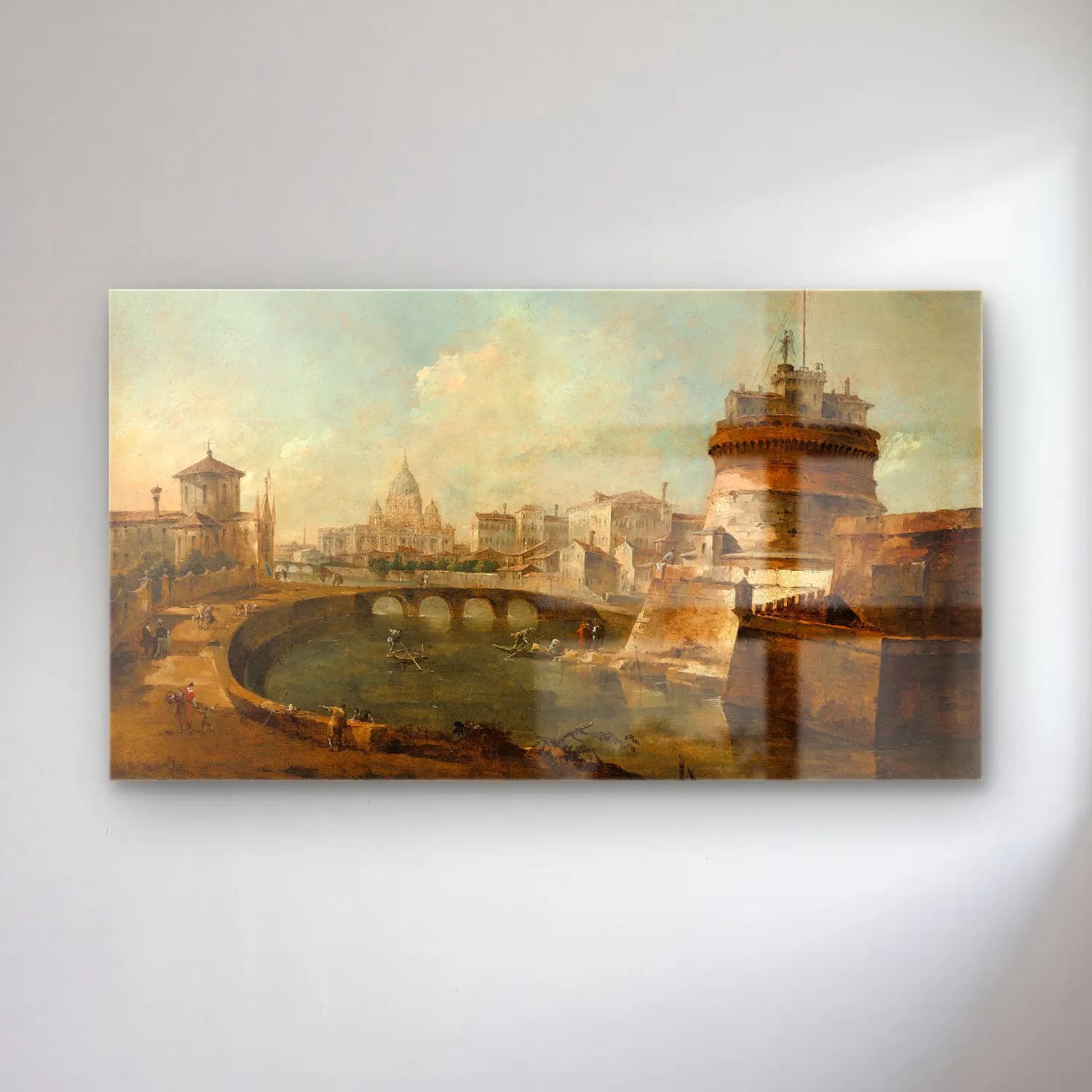 Francesco Guardi – Fanciful View of the Castel Sant’Angelo,Rome cam tablo — Francesco Guardi – Fanciful View of the Castel Sant’Angelo,Rome — yağlı boya roma