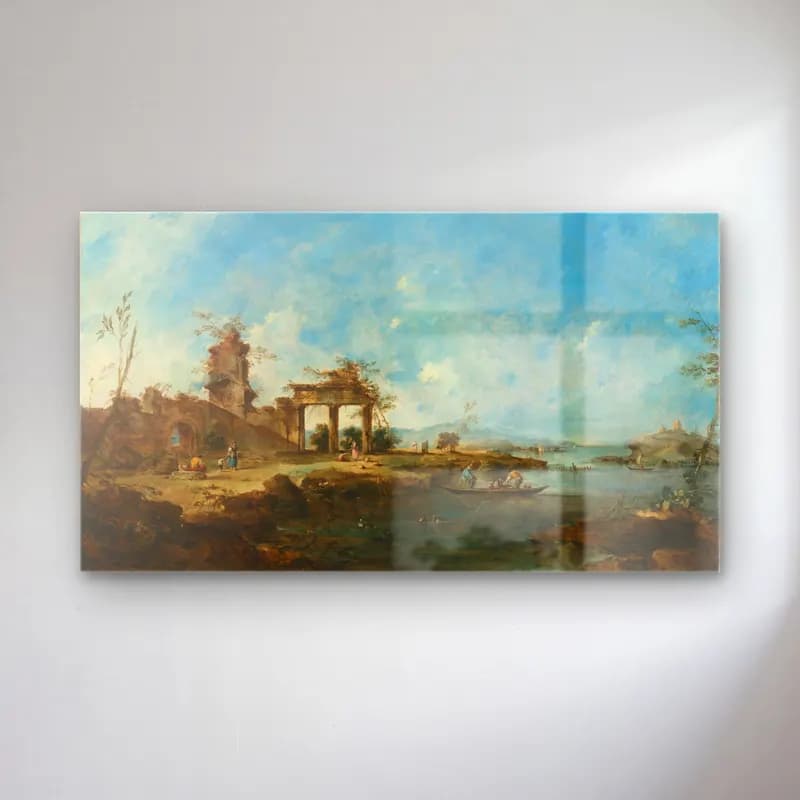 Francesco Guardi – Fantastic Landscape cam tablo — Francesco Guardi – Fantastic Landscape — yağlı boya antik kalıntılar