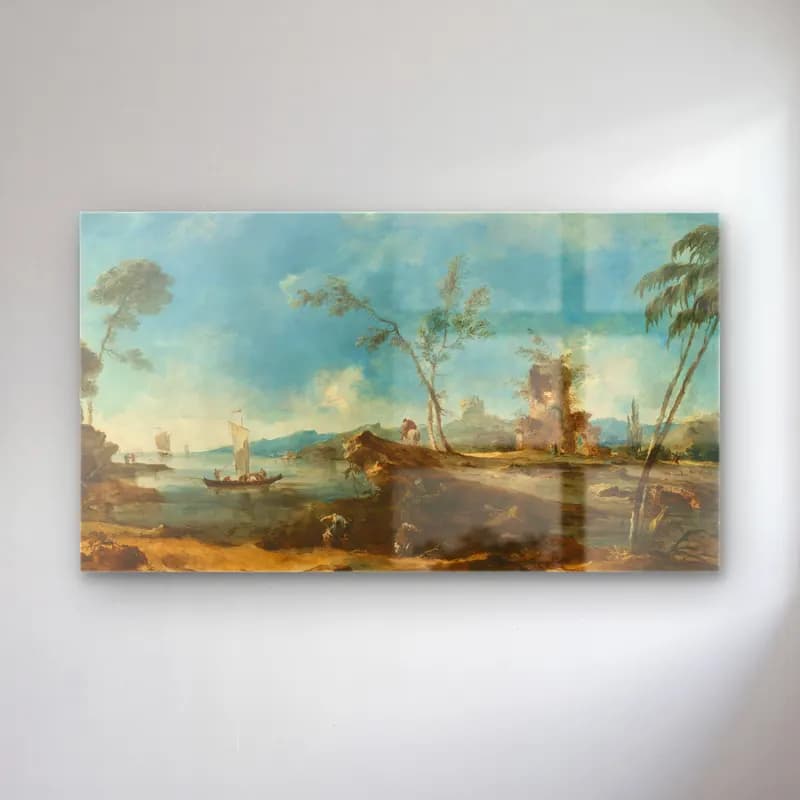 Francesco Guardi – Fantastic Landscape (ca. 1765) cam tablo — Francesco Guardi – Fantastic Landscape (ca. 1765) — yağlı boya i̇talyan sahili