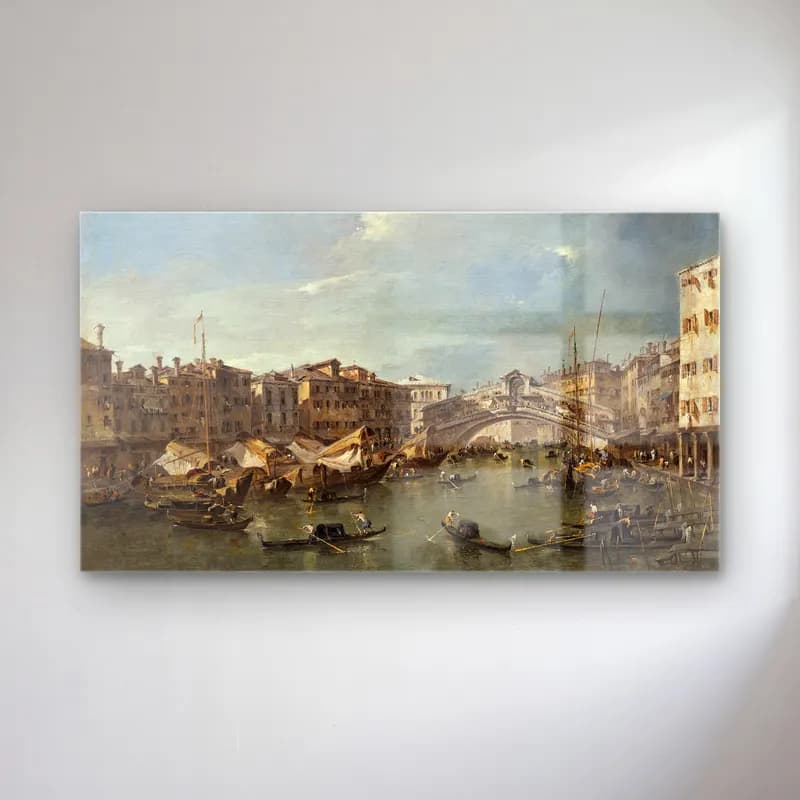 Francesco Guardi – Grand Canal with the Rialto Bridge,Venice (probably c. 1780) cam tablo — Francesco Guardi – Grand Canal with the Rialto Bridge,Venice (probably c. 1780) — yağlı boya venedik kanalları