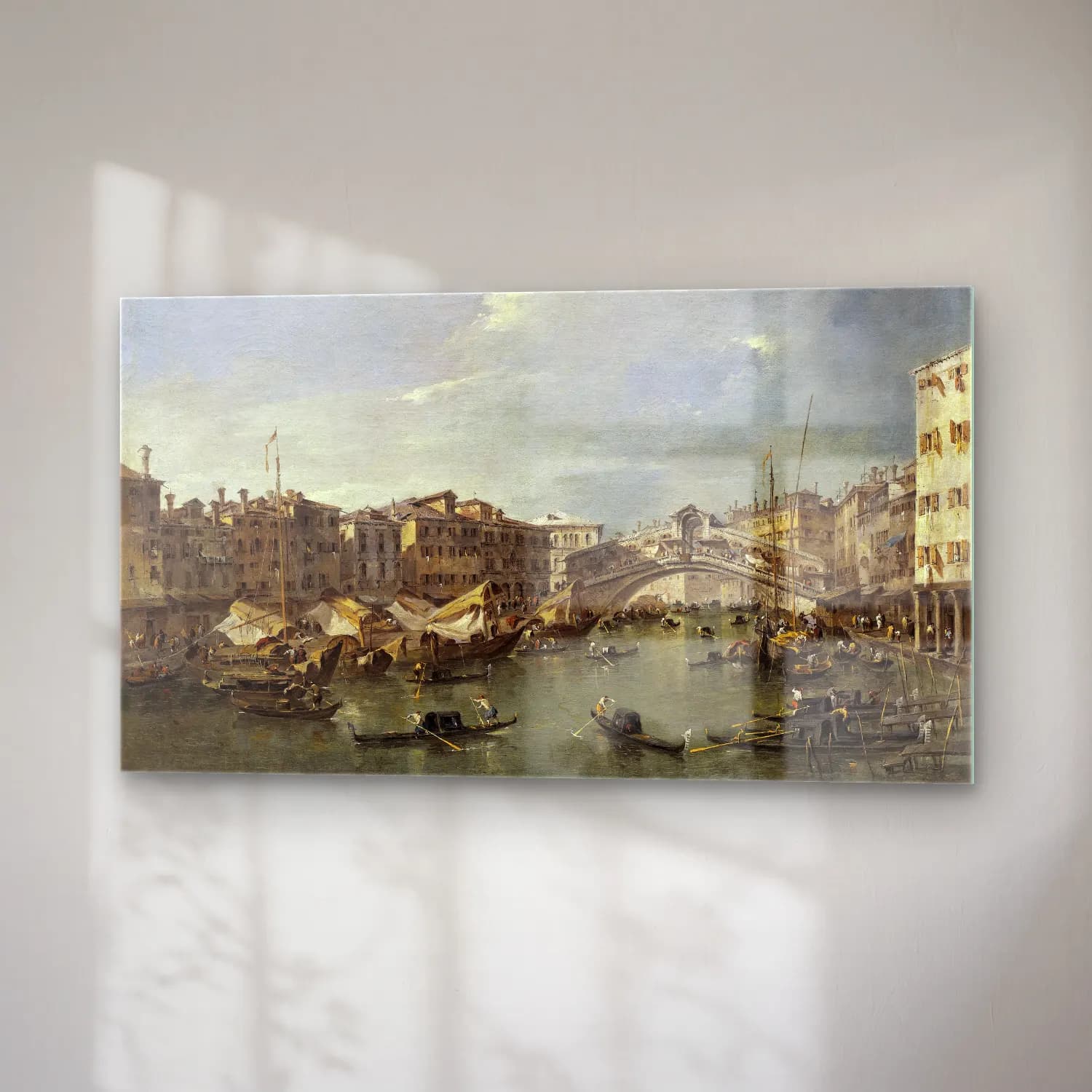 Francesco Guardi – Grand Canal with the Rialto Bridge,Venice (probably c. 1780) cam tablo — sağ açıdan görünüm