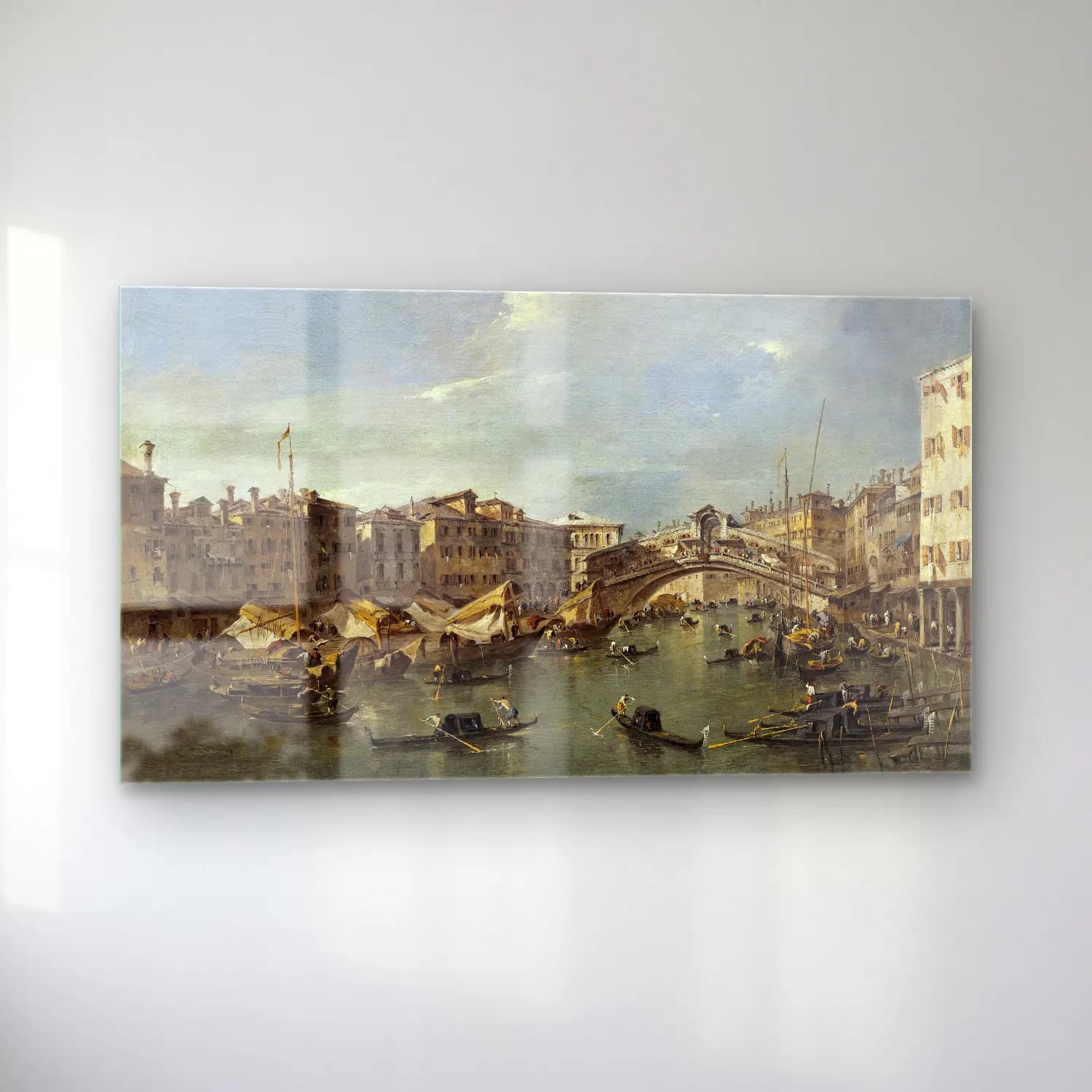 Francesco Guardi – Grand Canal with the Rialto Bridge,Venice (probably c. 1780) cam tablo — sol açıdan görünüm