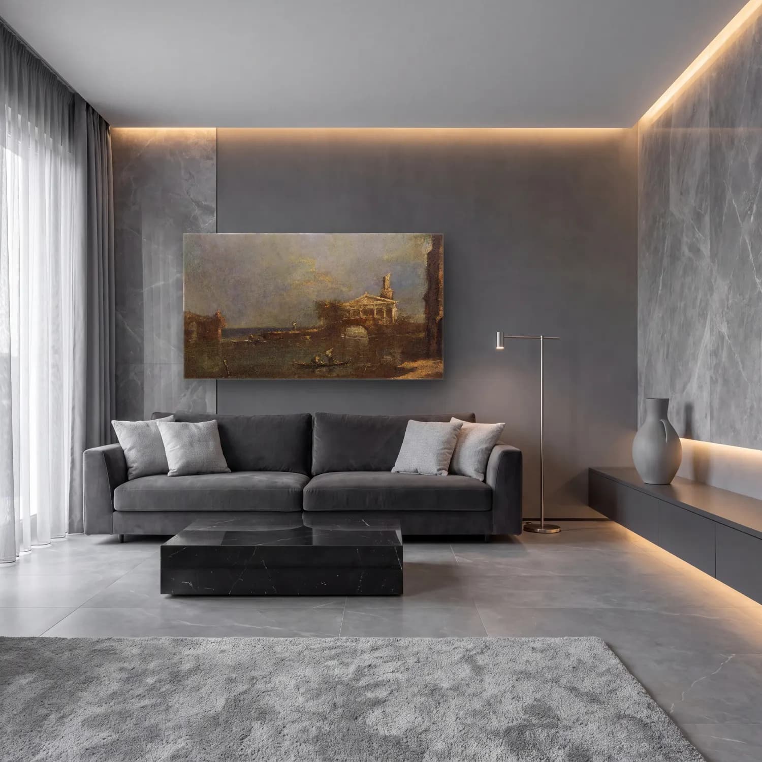Francesco Guardi – Lagoon near Venice cam tablo — lüks salon duvarında