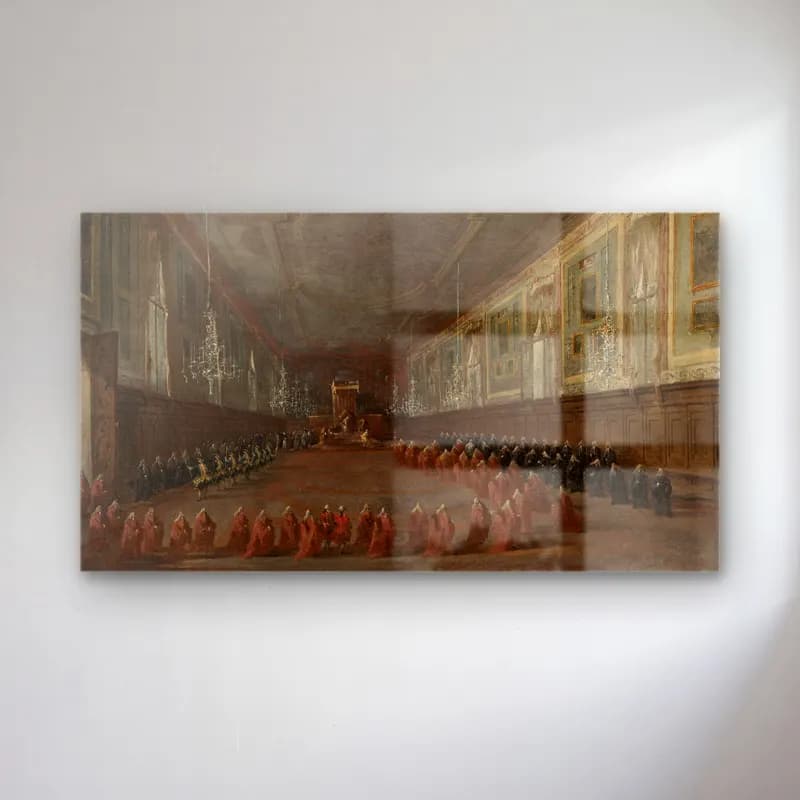 Francesco Guardi – Pope Pius VI Descending the Throne to Take Leave cam tablo — Francesco Guardi – Pope Pius VI Descending the Throne to Take Leave — yağlı boya dini sahne