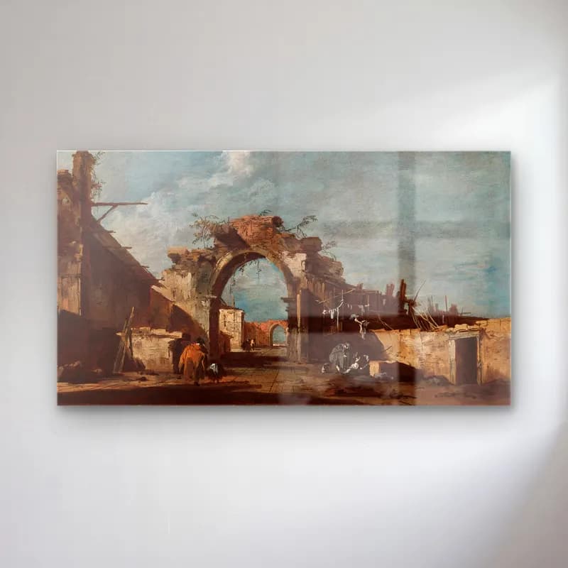 Francesco Guardi – Ruined Archway cam tablo — Francesco Guardi – Ruined Archway — yağlı boya antik kalıntılar