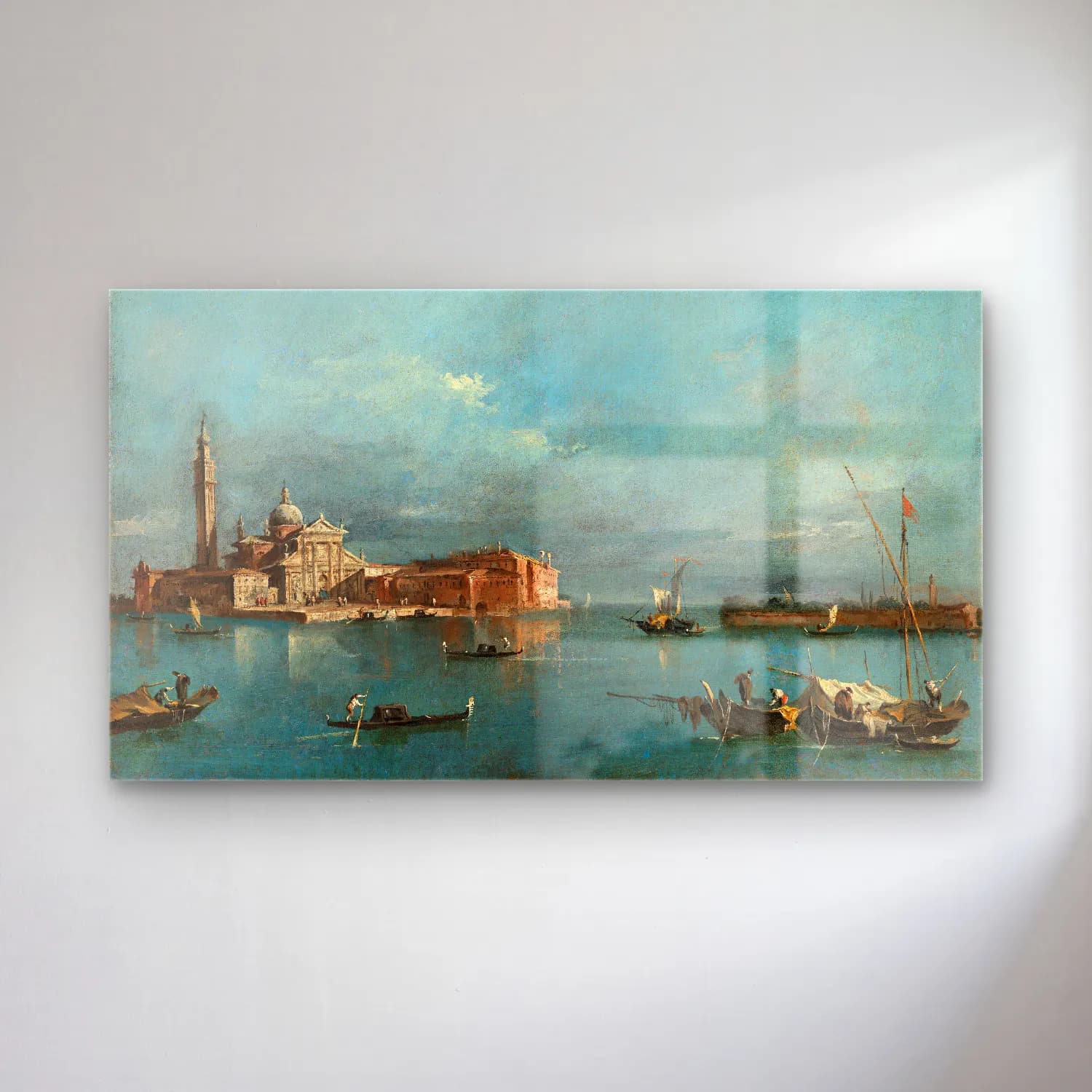 Francesco Guardi – San Giorgio Maggiore, with the Punta del Giudecca cam tablo — Francesco Guardi – San Giorgio Maggiore, with the Punta del Giudecca — yağlı boya liman ve tekneler