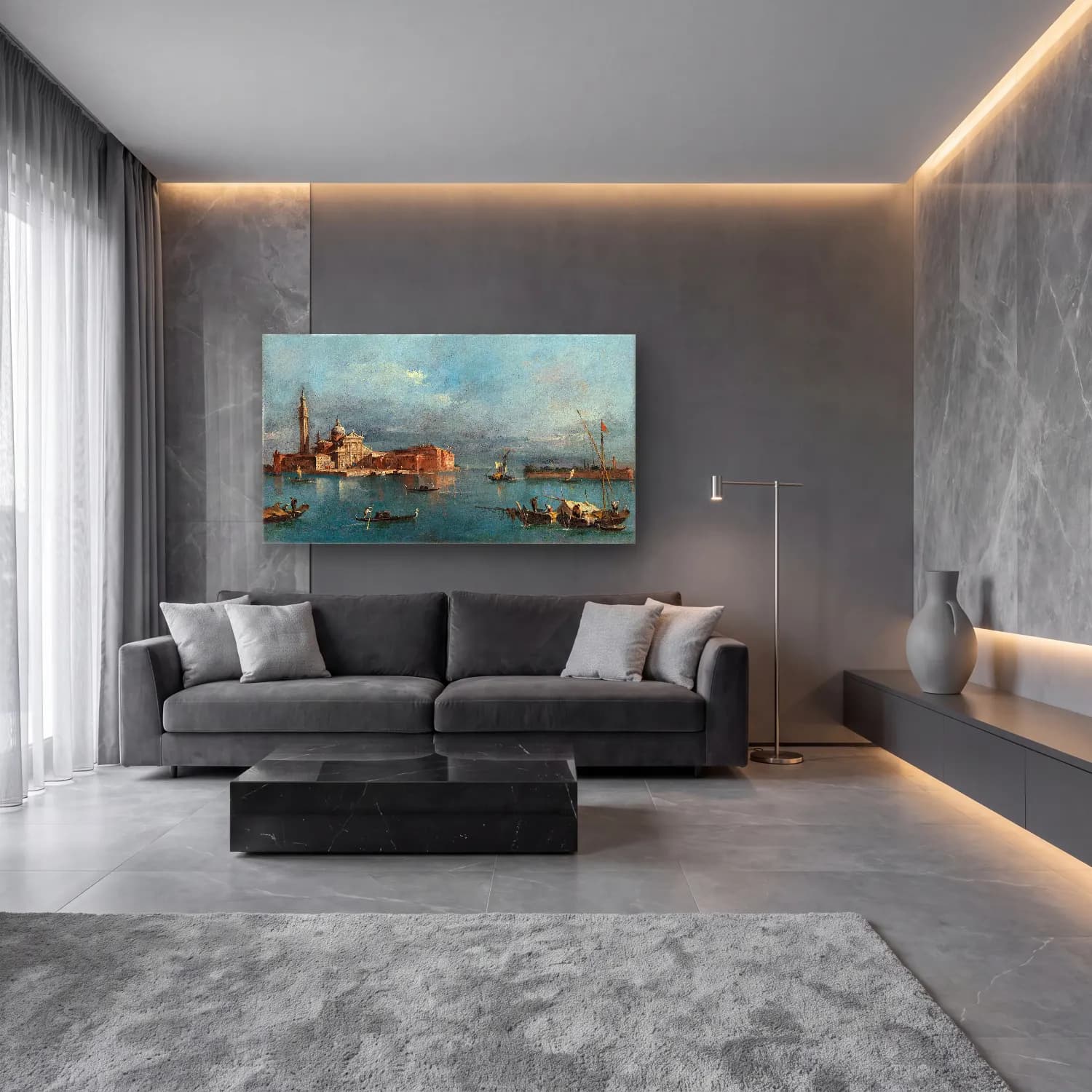 Francesco Guardi – San Giorgio Maggiore, with the Punta del Giudecca cam tablo — lüks salon duvarında