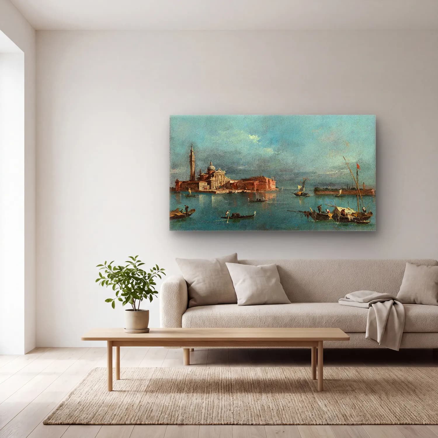 Francesco Guardi – San Giorgio Maggiore, with the Punta del Giudecca cam tablo — açık renk salonda