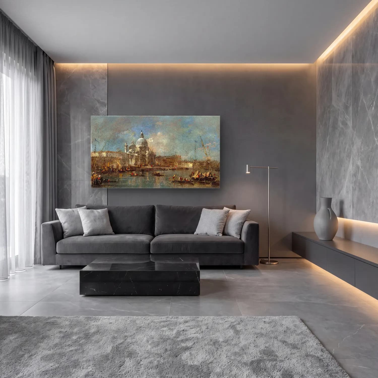 Francesco Guardi – Santa Maria della Salute cam tablo — lüks salon duvarında