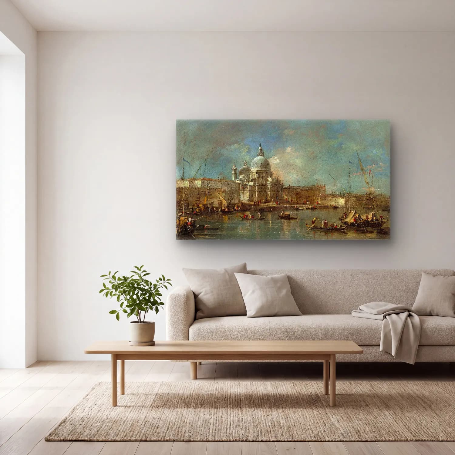 Francesco Guardi – Santa Maria della Salute cam tablo — açık renk salonda