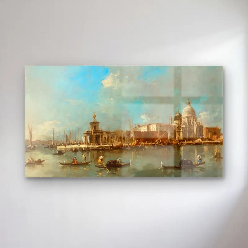Francesco Guardi – Santa Maria della Salute and the Dogana, Venice cam tablo — Francesco Guardi – Santa Maria della Salute and the Dogana, Venice — yağlı boya liman ve tekneler