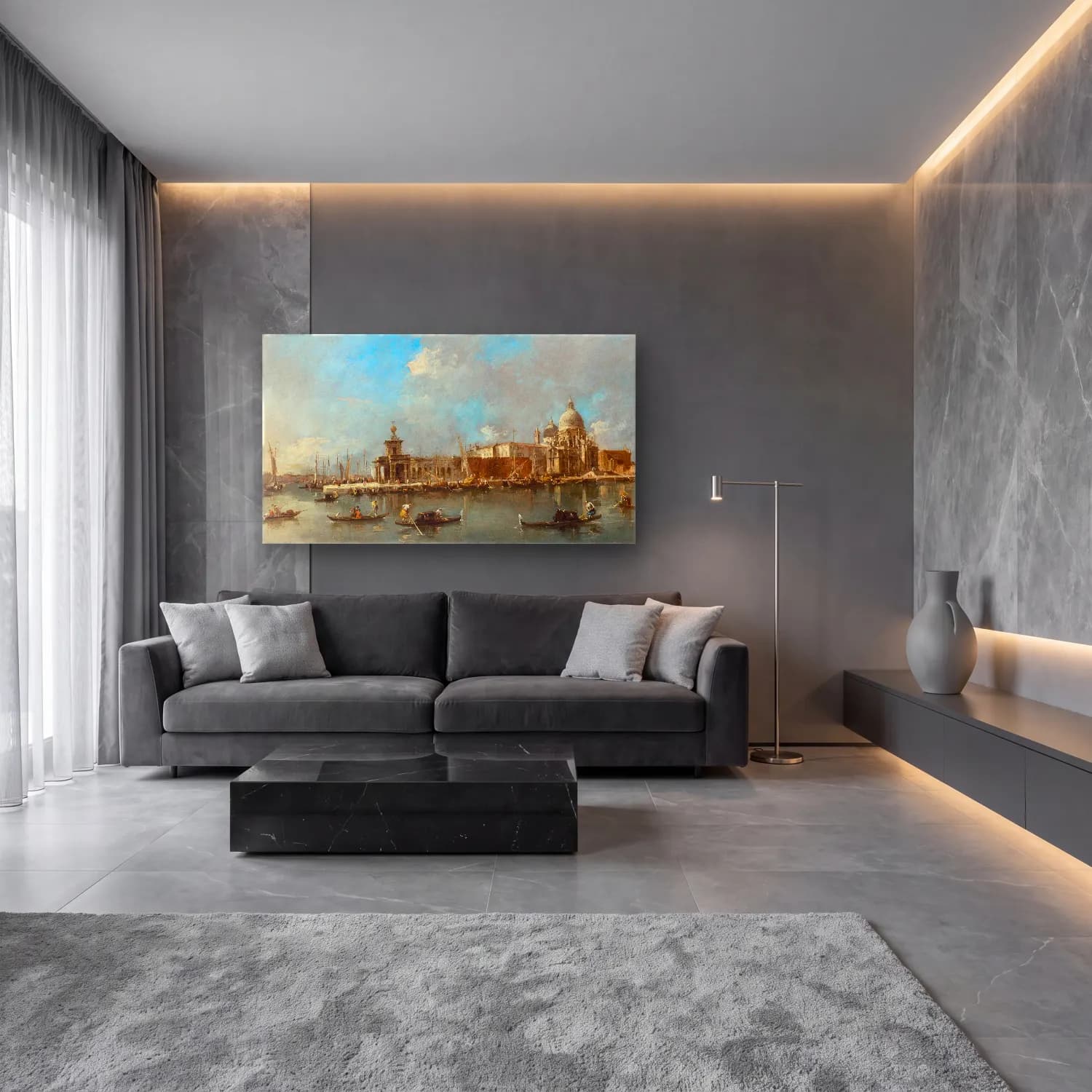 Francesco Guardi – Santa Maria della Salute and the Dogana, Venice cam tablo — lüks salon duvarında