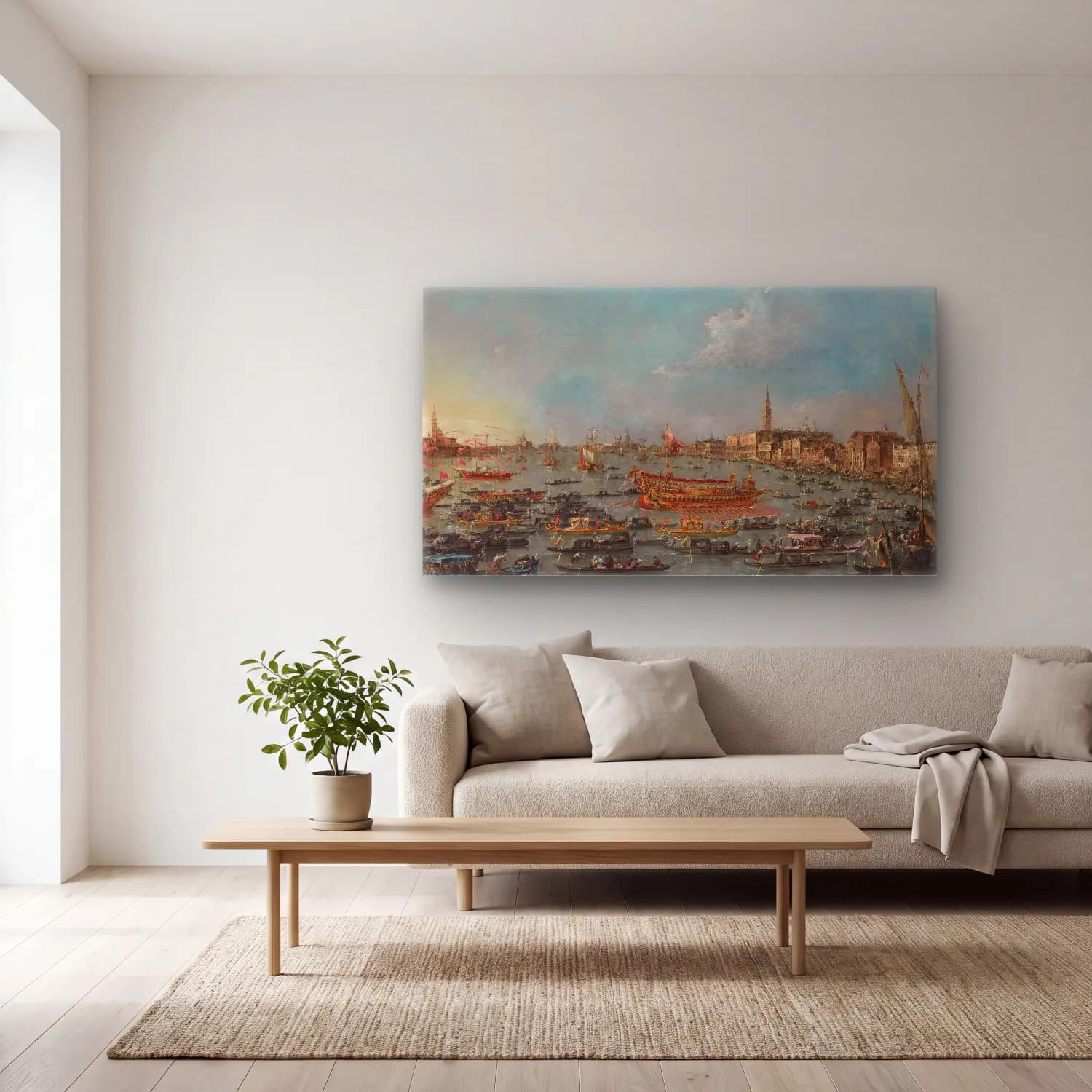 Francesco Guardi – The Bucintoro Festival of Venice cam tablo — açık renk salonda