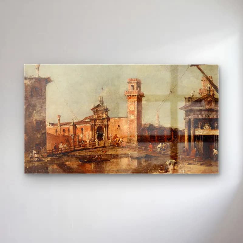 Francesco Guardi – The Entrance to the Arsenal in Venice cam tablo — Francesco Guardi – The Entrance to the Arsenal in Venice — yağlı boya venedik kanalları