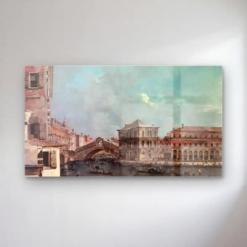 Francesco Guardi – The Grand Canal above the Rialto (late 1760s) cam tablo — Francesco Guardi – The Grand Canal above the Rialto (late 1760s) — yağlı boya venedik kanalları
