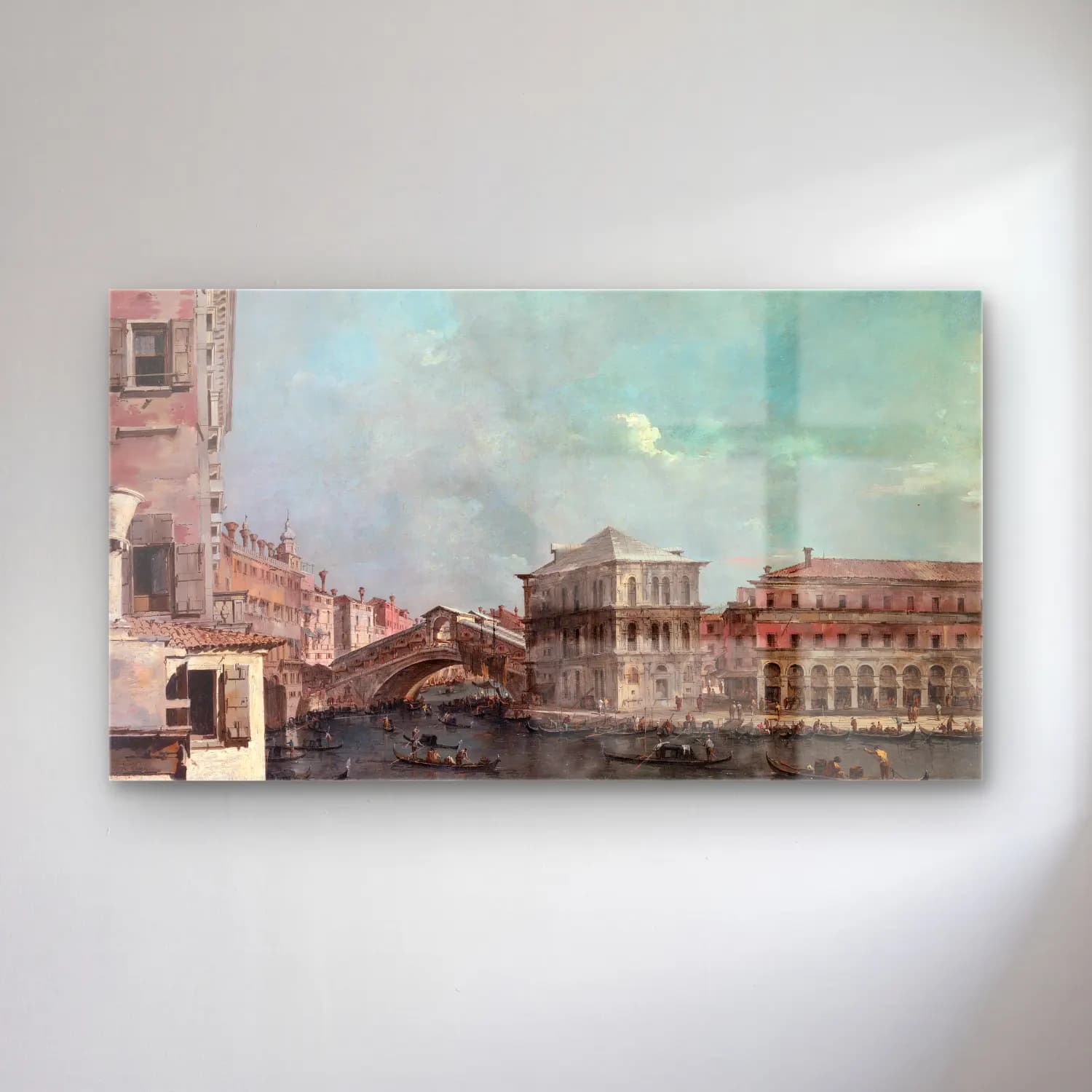 Francesco Guardi – The Grand Canal above the Rialto (late 1760s) cam tablo — Francesco Guardi – The Grand Canal above the Rialto (late 1760s) — yağlı boya venedik kanalları