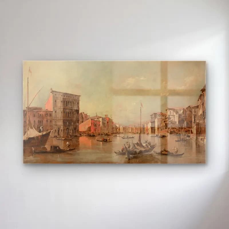 Francesco Guardi – The Grand Canal in Venice with Palazzo Bembo (about 1768) cam tablo — Francesco Guardi – The Grand Canal in Venice with Palazzo Bembo (about 1768) — yağlı boya liman ve tekneler