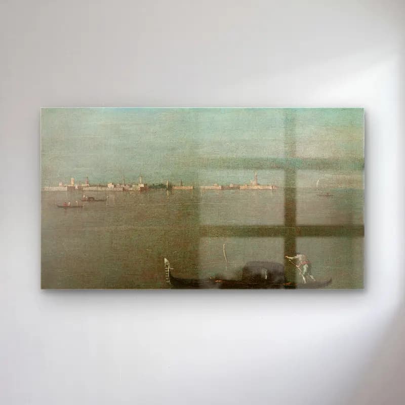 Francesco Guardi – The Grey Lagoon (Gondolas on the Lagoon) (circa 1765) cam tablo — Francesco Guardi – The Grey Lagoon (Gondolas on the Lagoon) (circa 1765) — empresyonist liman ve tekneler