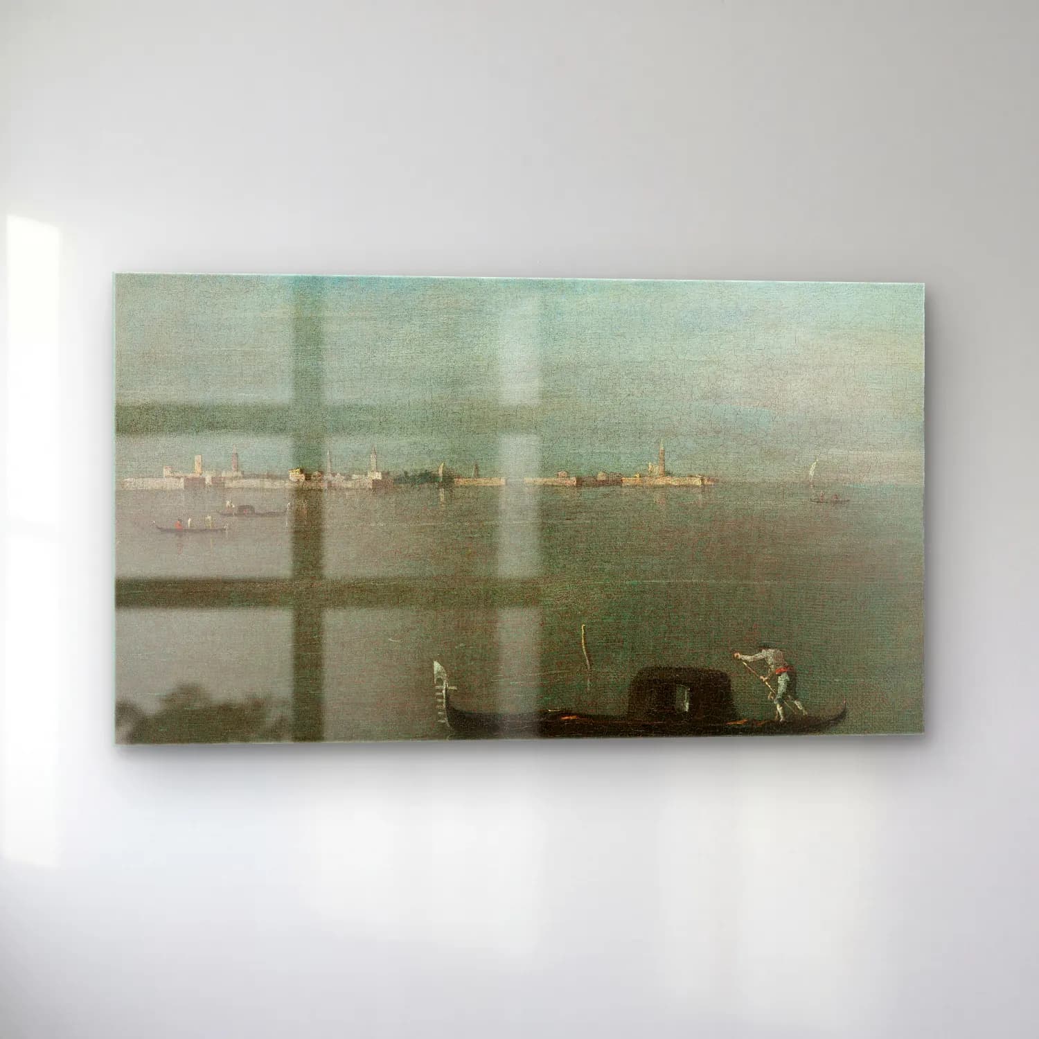 Francesco Guardi – The Grey Lagoon (Gondolas on the Lagoon) (circa 1765) cam tablo — sol açıdan görünüm