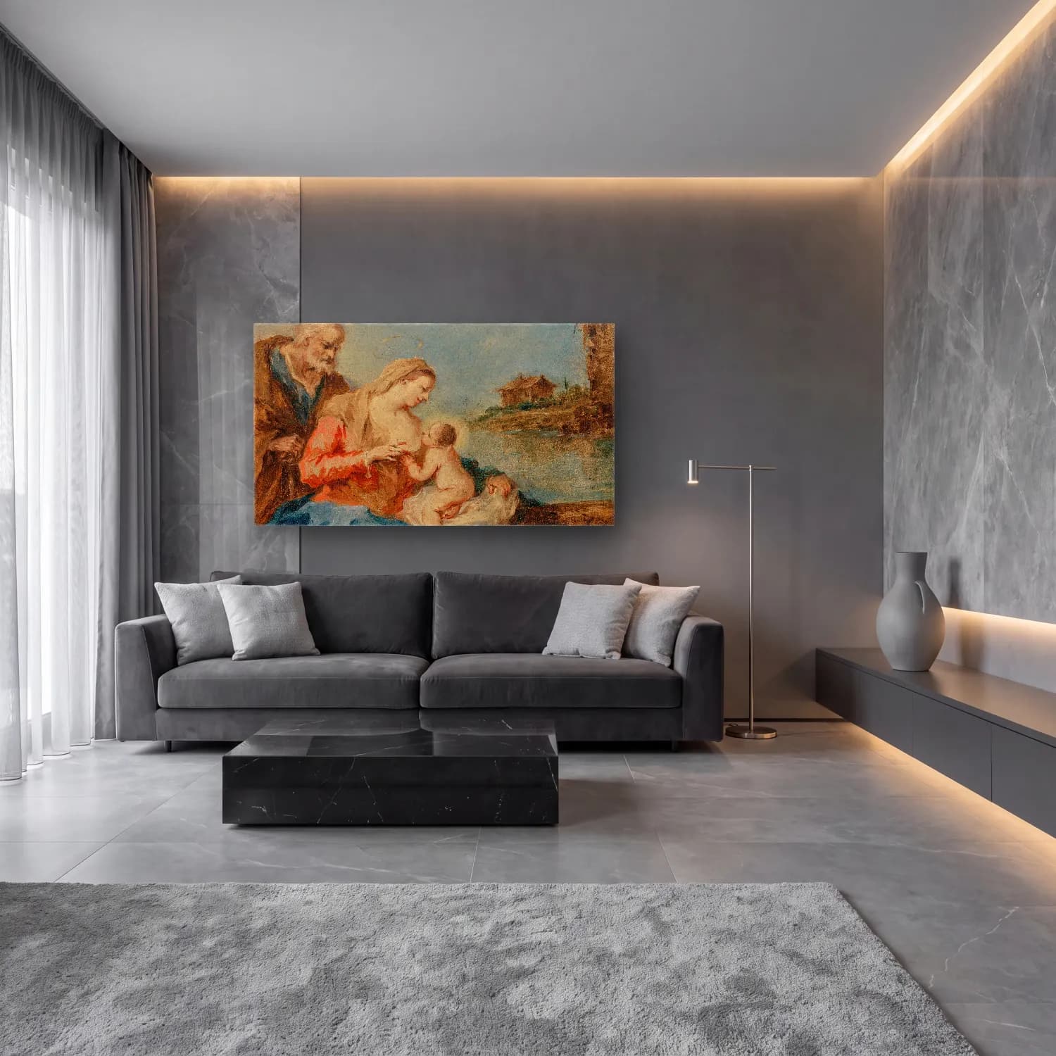 Francesco Guardi – The Holy Family cam tablo — lüks salon duvarında