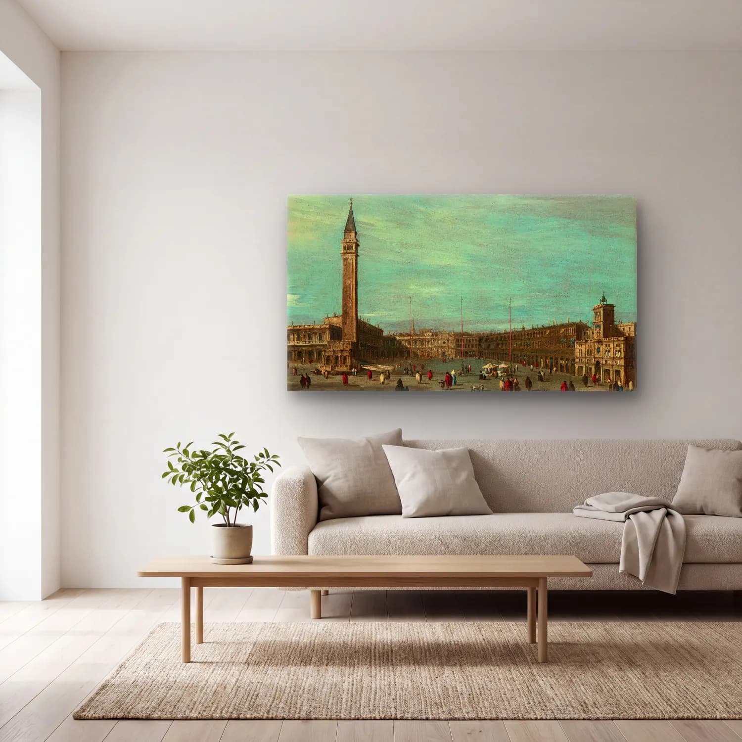 Francesco Guardi – The Piazza San Marco, Venice, looking west cam tablo — açık renk salonda