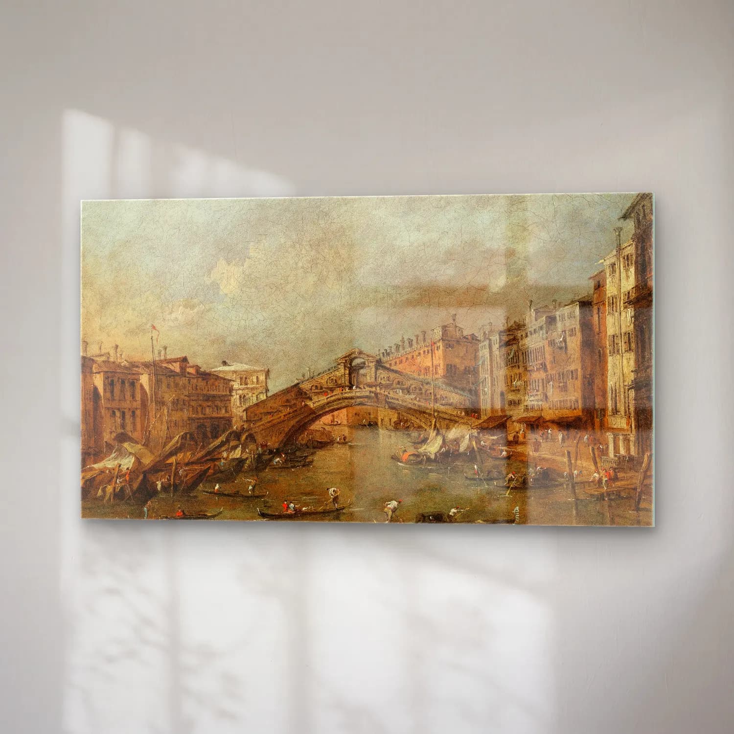 Francesco Guardi – The Rialto Bridge and the Riva del Vin, Venice cam tablo — sağ açıdan görünüm