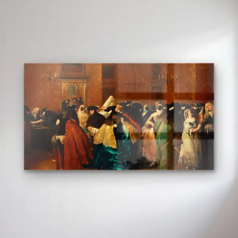 Francesco Guardi – The Ridotto In Venice With Masked Figures Conversing cam tablo — Francesco Guardi – The Ridotto In Venice With Masked Figures Conversing — yağlı boya dansçılar
