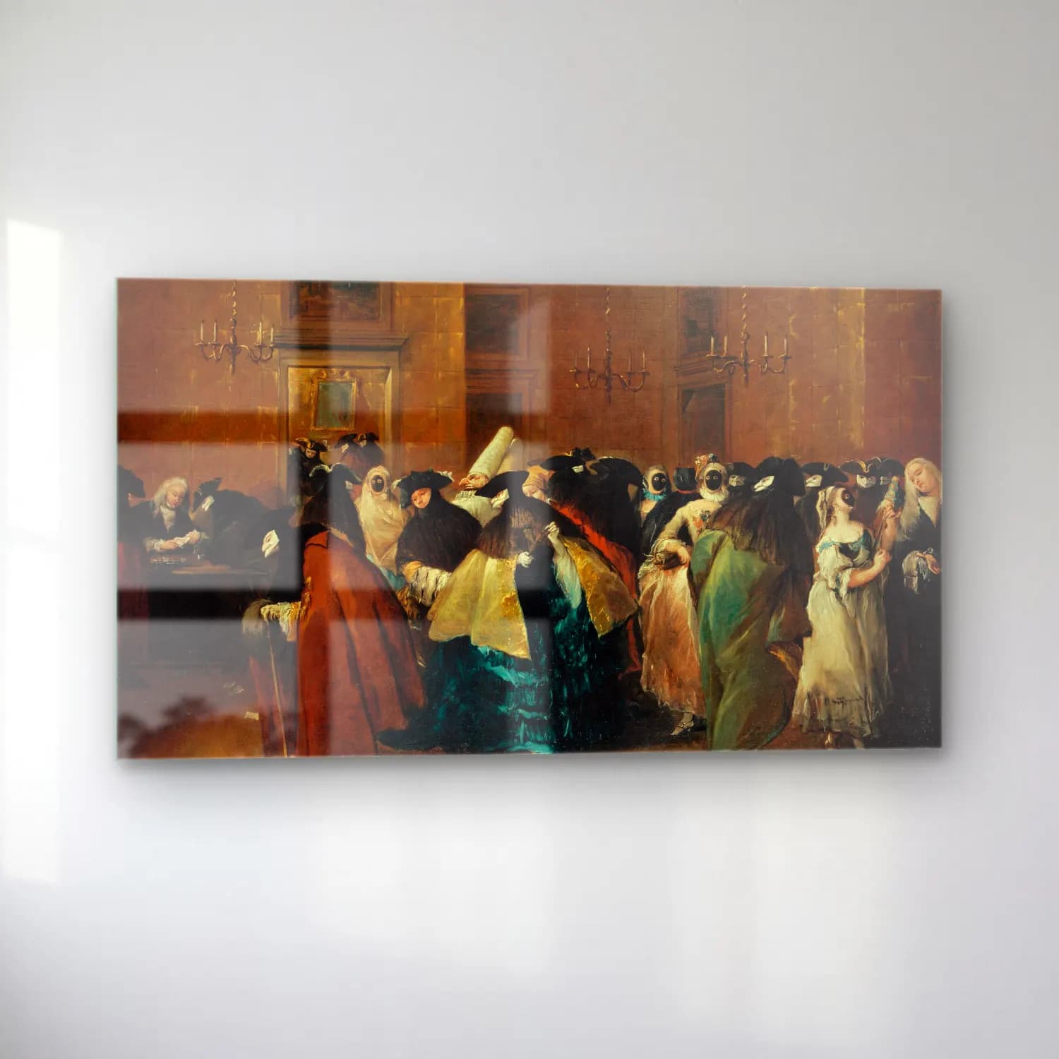 Francesco Guardi – The Ridotto In Venice With Masked Figures Conversing cam tablo — sol açıdan görünüm